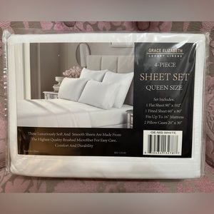 Queen White Luxury Sheet Set